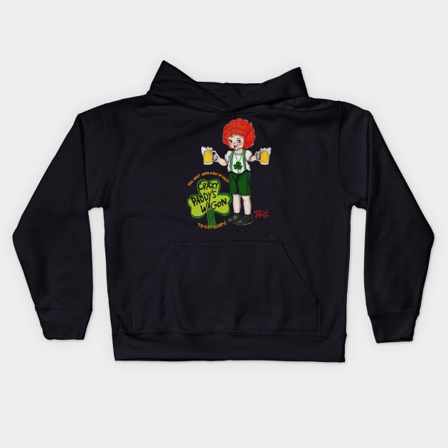 Crazy Paddy Kewpie Kids Hoodie by Art Vandalism Ink